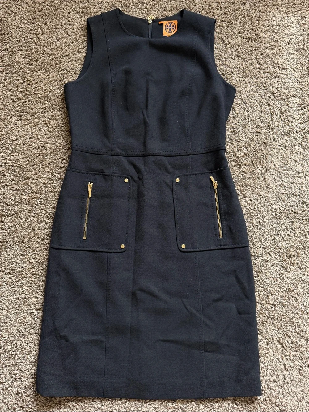 Tory Burch Petra Double Crepe Black Wool Blend Sleeveless Women Size 8